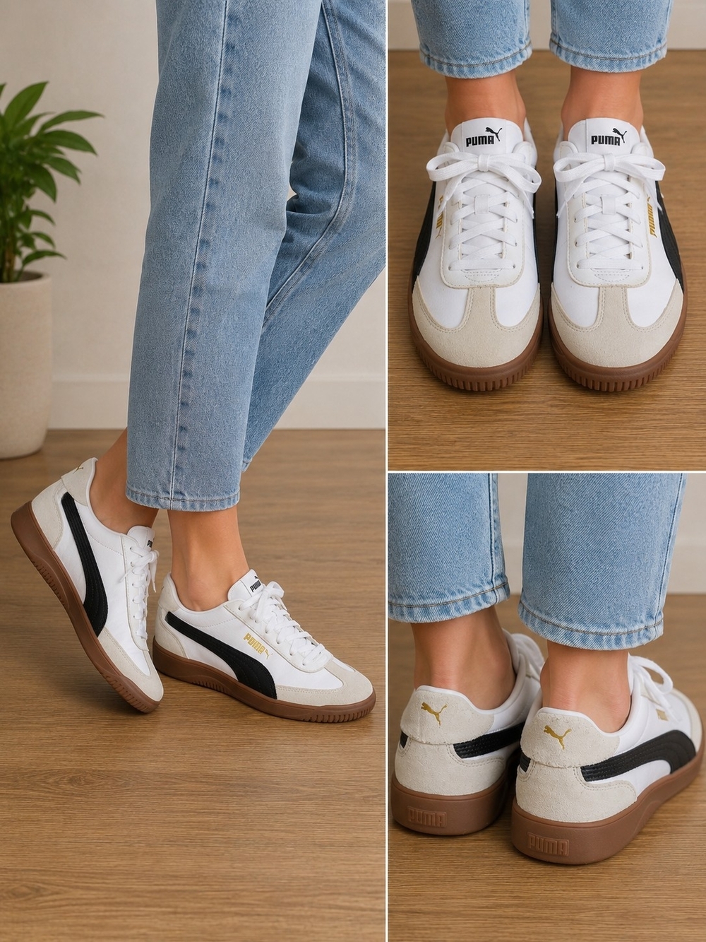 PUMA White & Black Suede-Trim Women's Sneaker